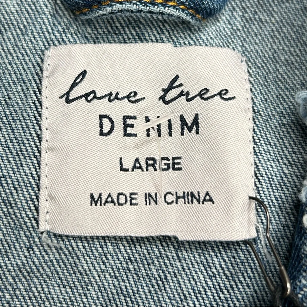 Love Tree Denim Jean Jacket Size Large Be a Kind Human Floral Painted Back‎ - Picture 12 of 13